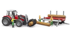 BRUDER 2046 Traktor Massey Ferguson 7480 s prívesom na klady