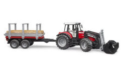 BRUDER 2046 Traktor Massey Ferguson 7480 s prívesom na klady