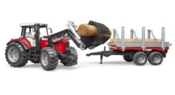 BRUDER 2046 Traktor Massey Ferguson 7480 s prívesom na klady