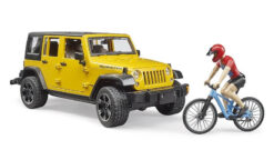 BRUDER 2543 Auto Jeep Wrangler Rubicon s figúrkou - cyklista