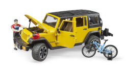BRUDER 2543 Auto Jeep Wrangler Rubicon s figúrkou - cyklista