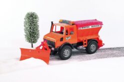 BRUDER 2572 Oranžové AUTO MB Unimog sypač, zimná údržba