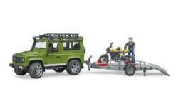 BRUDER 2589 Land Rover Defender, prepravník, figúrka, motocykel