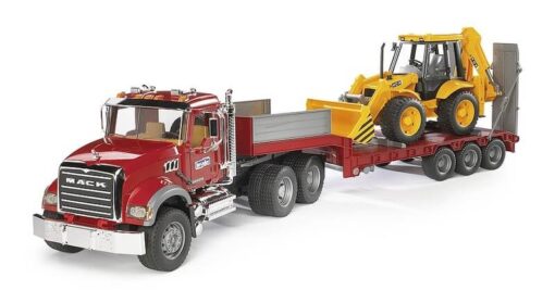 BRUDER 2813 Nákladné auto Mack Granit s návesom + JCB 4CX