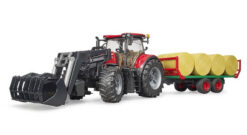 BRUDER 3198 Traktor CASE IH Optum 300CVX + vozidlo na balíky