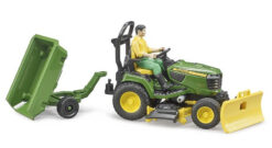 BRUDER 62104 BWORLD John Deere záhradný traktor, vozík, figúrka