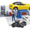 BRUDER 62110 BWORLD Autodielňa s mechanikom a autom