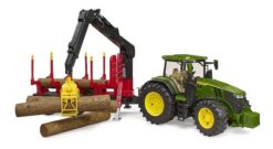 BRUDER 3154 traktor John Deere 7R 350 so zadným prívesom a 4 kladami