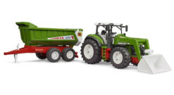 BRUDER 3452 ROADMAX Traktor s čelným nakladačom a vozidlom