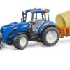 BRUDER 2187 Traktor New Holland T5.120 s čelným nakladačom, sklápacím boxom a vidlami