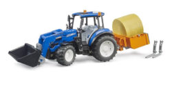 BRUDER 2187 Traktor New Holland T5.120 s čelným nakladačom, sklápacím boxom a vidlami