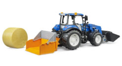 BRUDER 2187 Traktor New Holland T5.120 s čelným nakladačom, sklápacím boxom a vidlami
