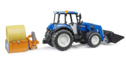 BRUDER 2187 Traktor New Holland T5.120 s čelným nakladačom, sklápacím boxom a vidlami