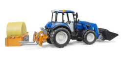 BRUDER 2187 Traktor New Holland T5.120 s čelným nakladačom, sklápacím boxom a vidlami